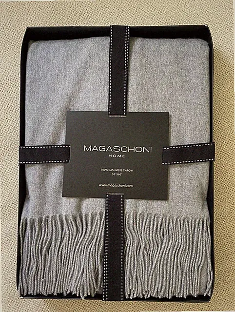 100% Cashmere Luxury Throw Blanket Grey MAGASCHONI SZ (50x60) $298