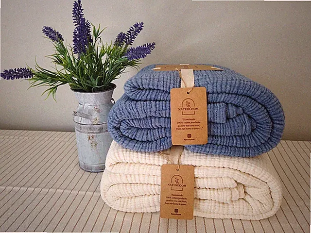 100% Soft 4 Layer Gauze Blanket, Cotton Muslin Bedcover, Boho Throw Blanket