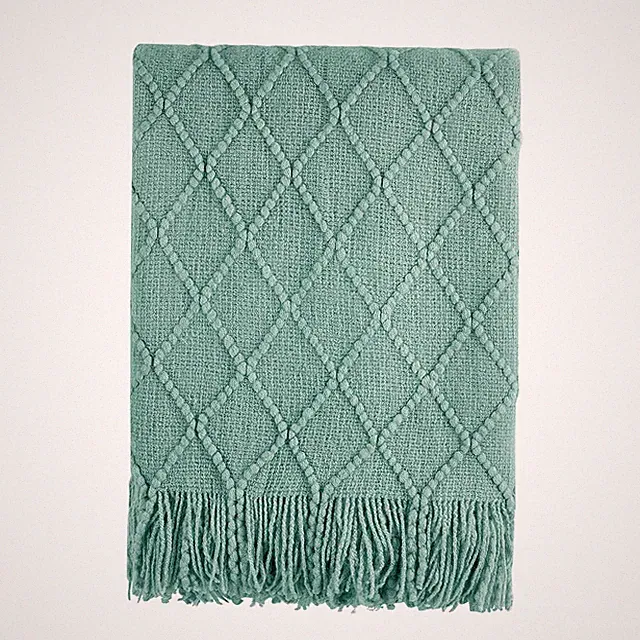 50x60 Dark Cyan Throw Blanket, Textured Solid Soft, Decorative Knit, Sofa