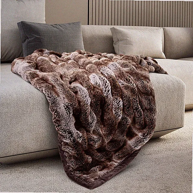60" x 70" Reverie Faux Fur Throw, Reversible Soft Blanket for Queen-Size Bed,...