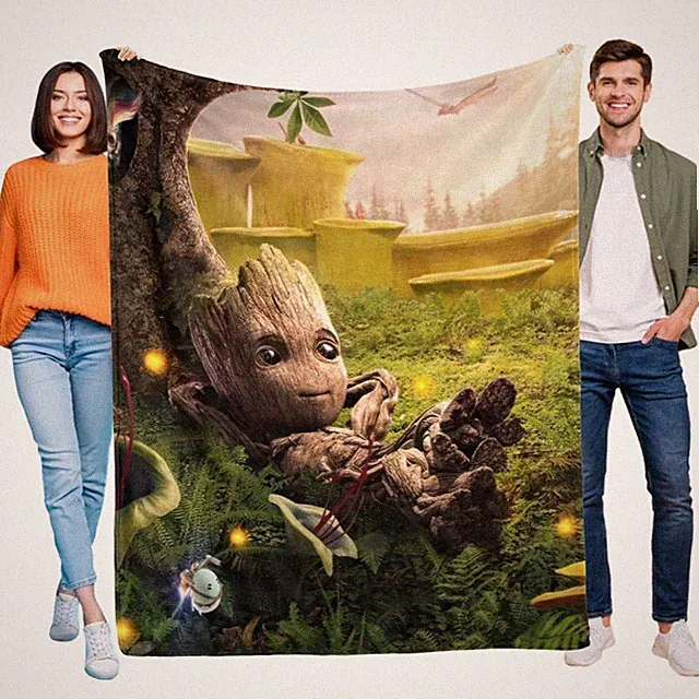 Baby Groot Blanket Flannel Soft Sofa Bed Throw Birthday Gift Cartoon