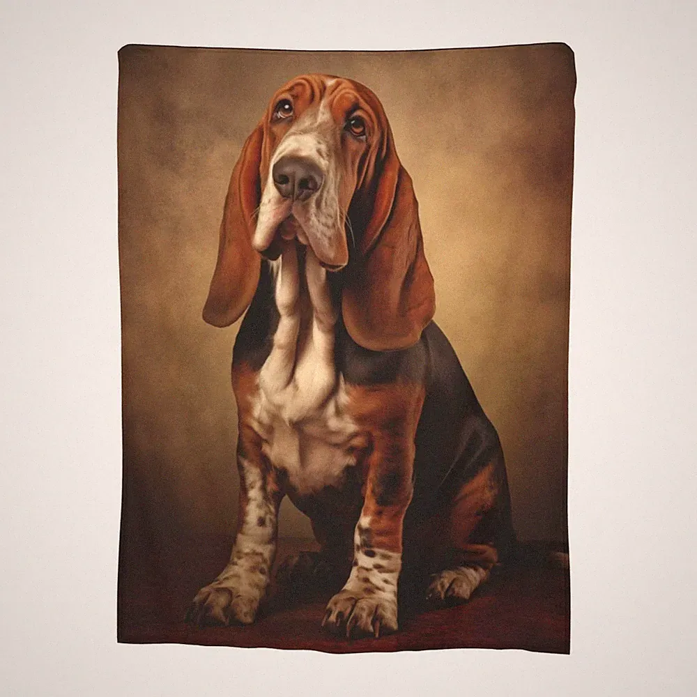 Basset Hound Blanket Dog Decor Throw Blanket Super Warm Soft Plush Lightweigh...