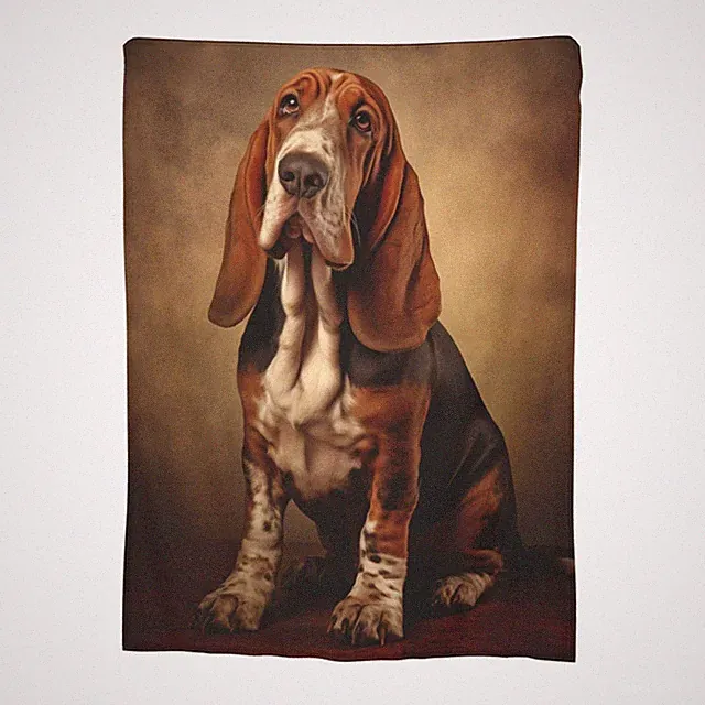 Basset Hound Blanket Dog Decor Throw Super Warm Soft Plush Fleece 60x50 Inch