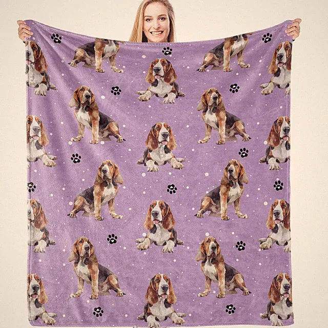 Basset Hound Dog Blanket Mom Throw Sofa Bed Room Decor Gift 50x60 Inch