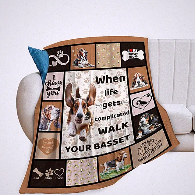 Basset Hound Dog Decor Throw Blanket 40x50 Inch Soft Plush Fleece Gifts