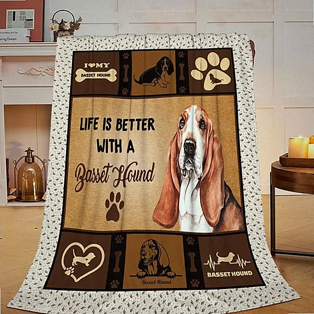 Basset Hound Dog Throw Blanket 40x50 Inch Soft Cozy Warm Plush Fleece