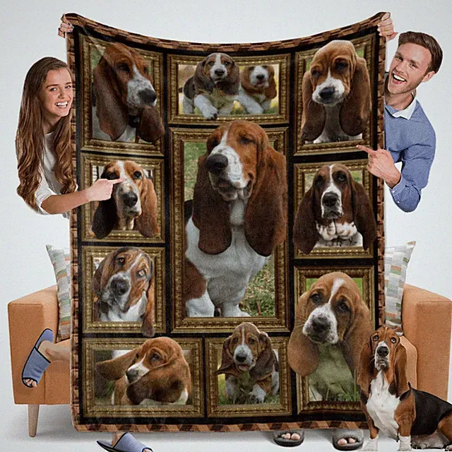 Basset Hound Fleece Throw Blanket Couch Super Soft Cozy Plush 50x60 Inch