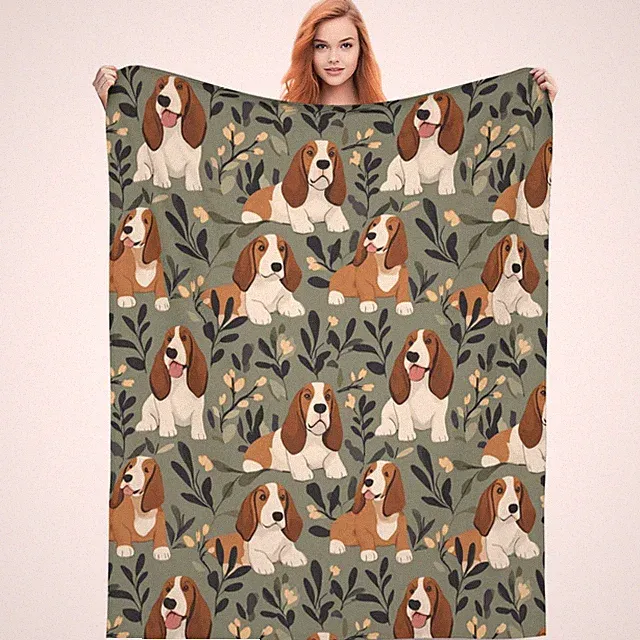 Basset Hound Plush Fleece Throw Blanket Cozy Soft Warm Bedding 50x60 Inch