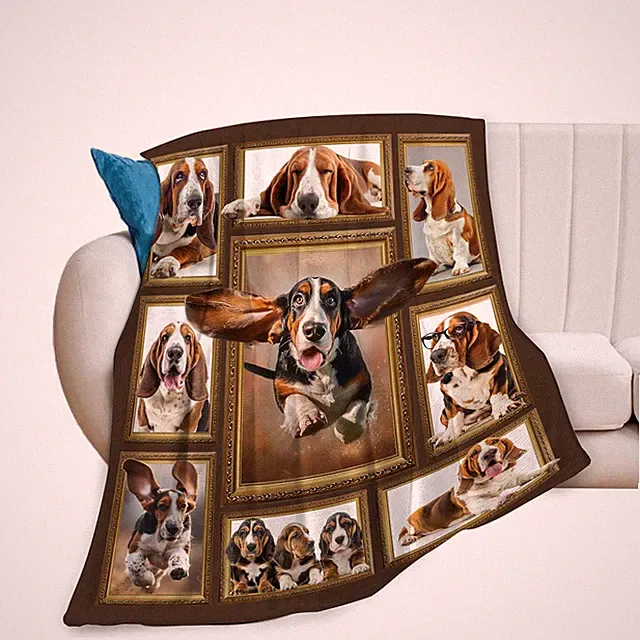 Basset Hound Running Dog Throw Blanket 40x50 Inch Cozy Soft Plush Fleece