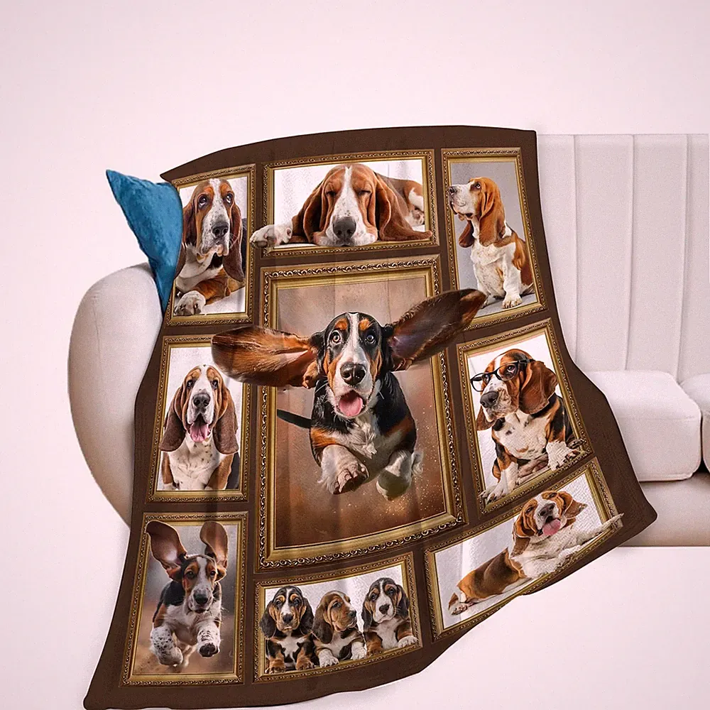 Basset Hound Throw Blanket Cute Decor Super Cozy Plush Flannel Fleece 40x50 In