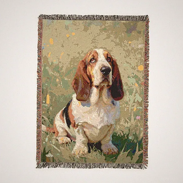 Basset Hound Woven Throw Blanket
