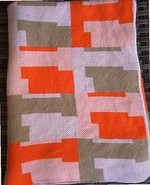 Baublebar Acrylic Blanket Throw Orange Pink Modern Contemporary 40x60” Letter L