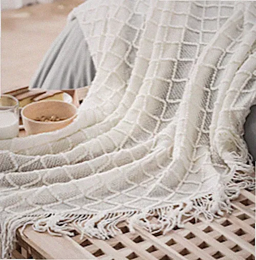BEDSURE ACRYLIC THROW BLANKET WHITE 50 X 60 NEW IN BOX