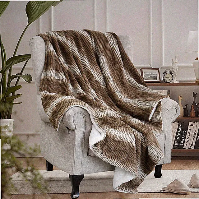 Bella Faux Fur Sherpa Throw Blanket – Plush, Soft, Warm & Cozy for Bed and Couch