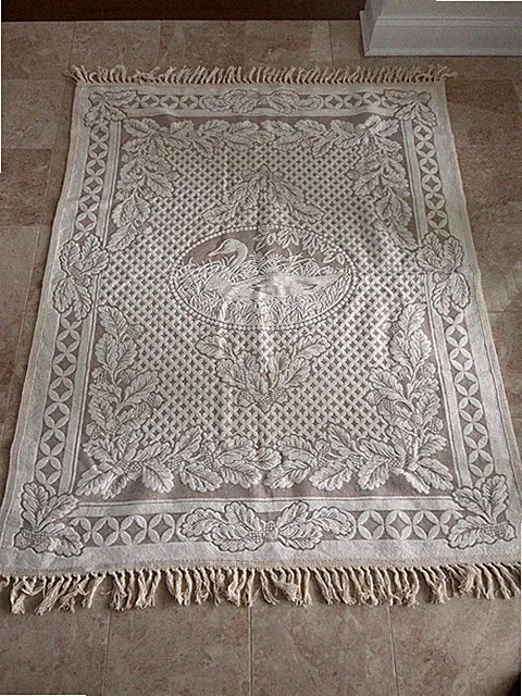 Bob Timberlake Throw Blanket Swan Creamy White Botanicals Acorn Fringe USA 64x28