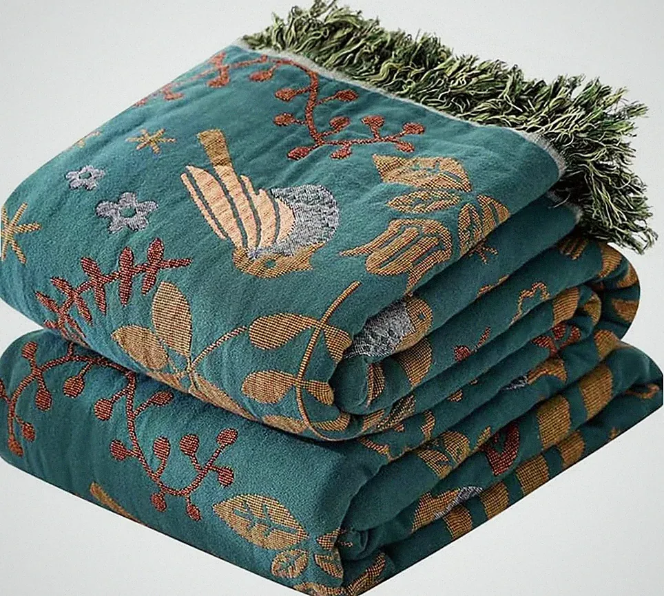Boho Large Throw Blanket for Bed, 100% Muslin Cotton Soft Breathable Throw-Fl...