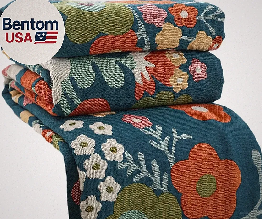 Boho Throw Blanket 60"X80", 100% Cotton Muslin Blankets for Couch Bed Sofa Chair