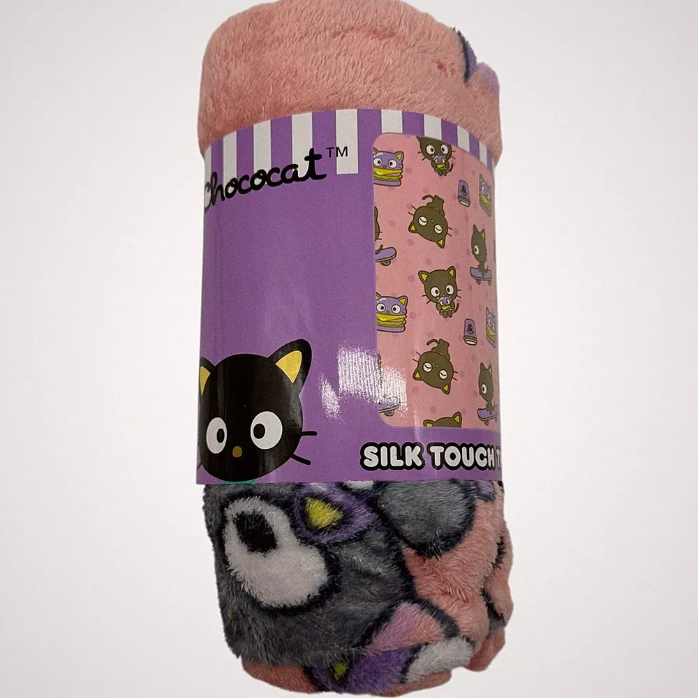 Chococat Sanrio Silk Touch Throw Blanket Pink Gray Purple Choco Time