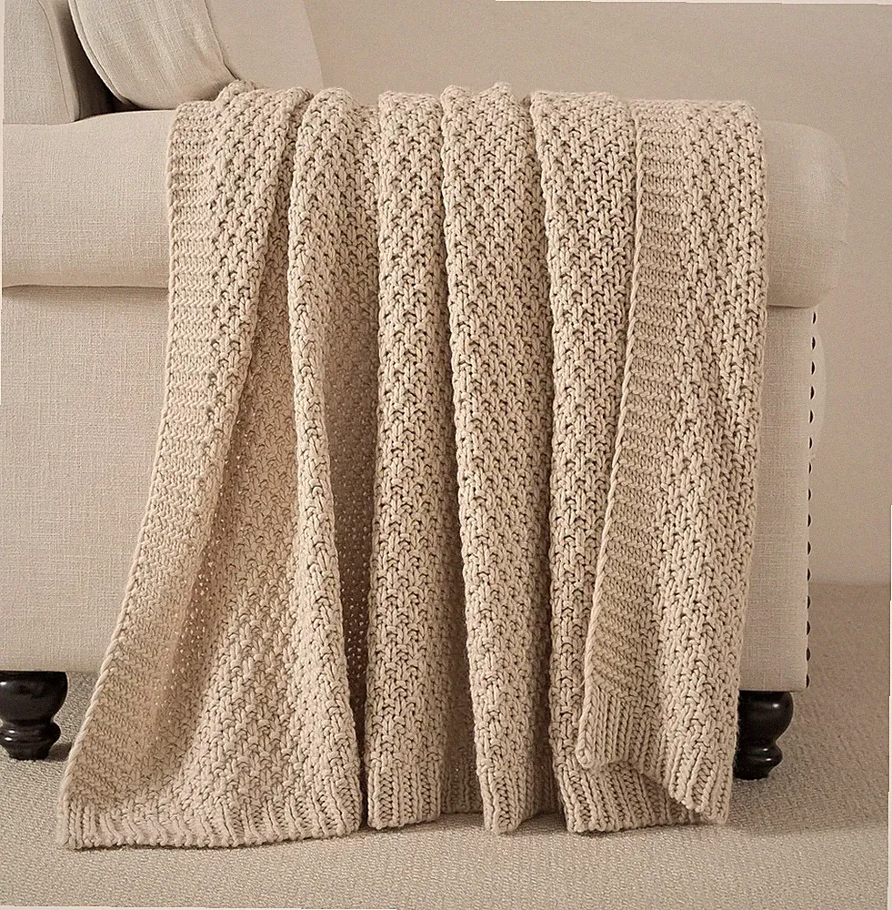 Chunky Cable Knit Throw Blanket Super Soft Warm Knitted Throw 50x60 Inches