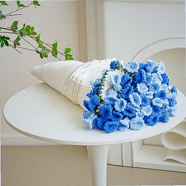 Crochet Flower Bouquet Throw Blanket, Handmade Knitted Blanket with Flowers, Cut