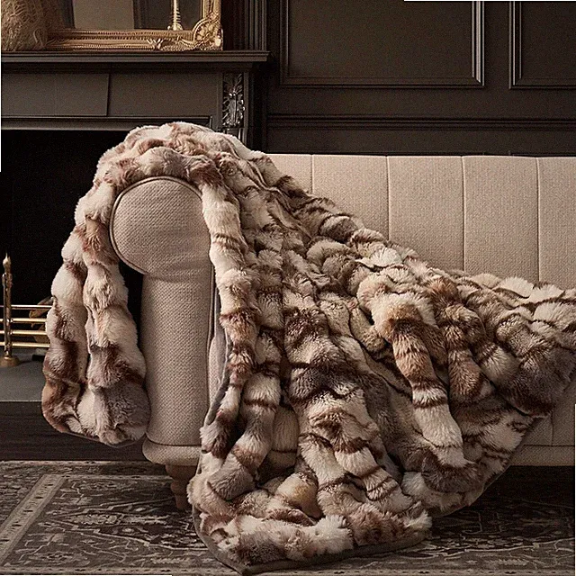 EverGrace Faux Fur Throw Blanket 50x60 Ultra Soft Plush Reversible Luxury Cozy