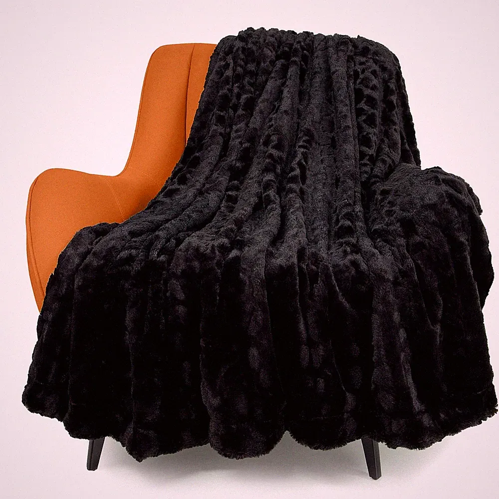 Faux Fur Luxury Throw Blanket,Double Side Soft Fluffy Shaggy Fuzzy Blanket fo...