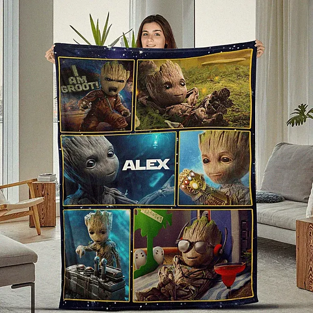 Groot Plush Fleece Blanket, Groot Photo Blanket, Guardian of The Galaxy