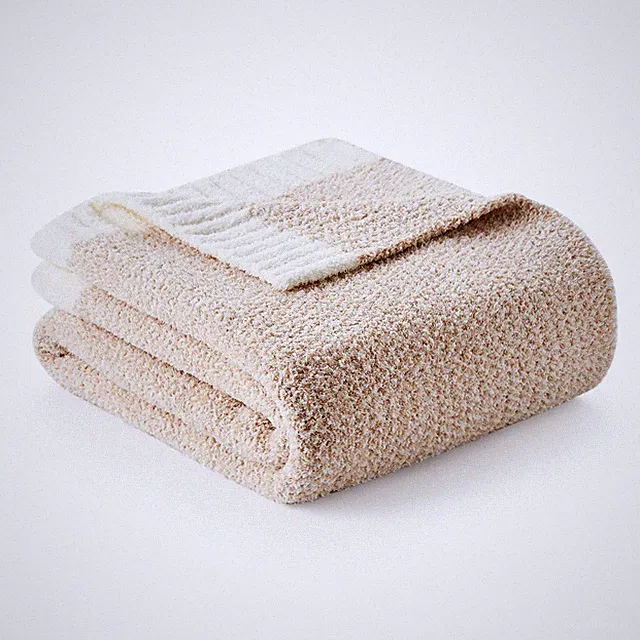 Heather Beige Throw Blankets Luxurious Microfiber Fabric, Reversible Super So...