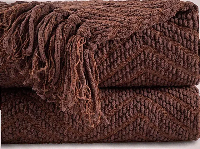 HOME Dark Brown Throw Blanket for Couch, Super Soft Cozy