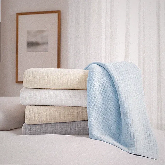 Host & Home Cotton Blanket, Size/Color Options, Lightweight Basketweave 300GSM