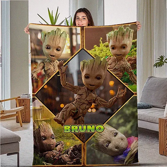 Marvel Groot Plush Fleece Blanket, Groot Photo Blanket, Guardian of The Galaxy
