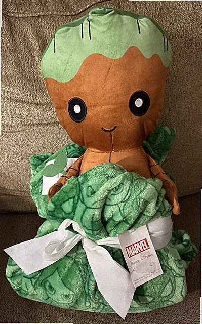 Marvel Kids Kohls GROOT 10"x13.5" Buddy + 50"x60" Throw Blanket New With Tag