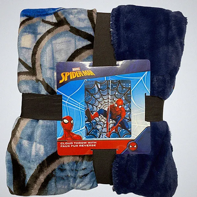 Marvel Spider-Man Fleece Cloud Throw with Faux Fur Reverse, 50" x 60"