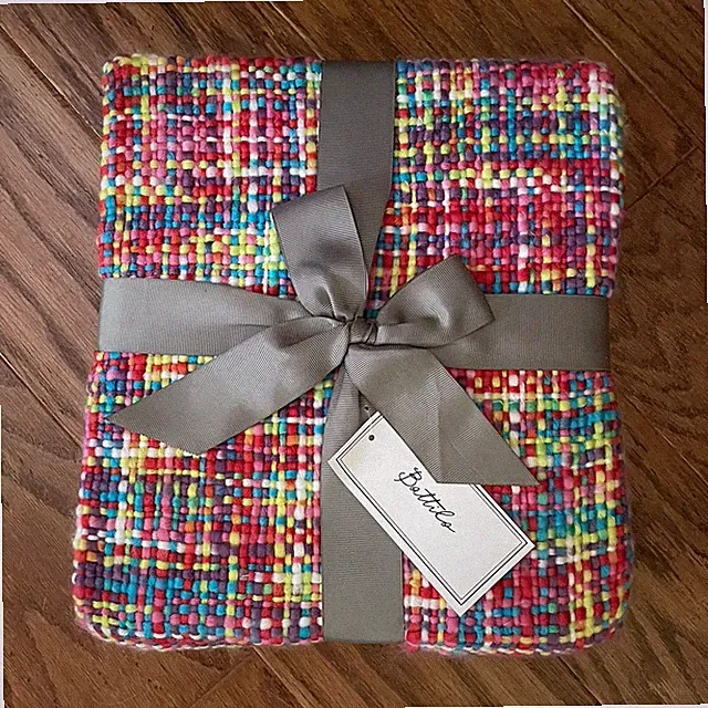 Multicolor Bright Loosely Woven 50x60” Throw Blanket Afghan Boho Couch Chair Bed