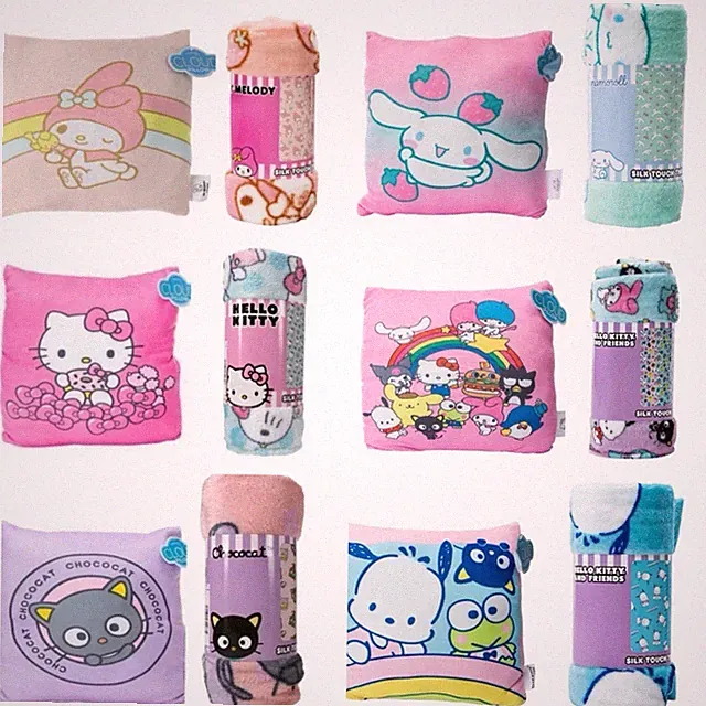 New 2pc Girls Sanrio Silk Touch Throw Blanket & Pillow Bundle