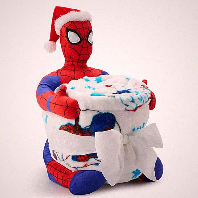 NEW MARVEL SPIDER-MAN HOLIDAY PILLOW BUDDY & THROW BLANKET SET, SPIDERMAN