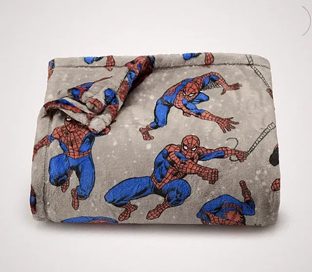 NEW MARVEL SPIDERMAN GRAY PLUSH THROW BLANKET THE BIG ONE 5X6 FT NWT
