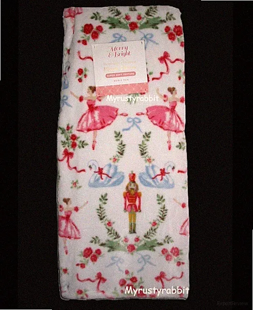 Nutcracker & Ballerina Extra Plush Throw Blanket Polyester 60 x 70 - Swans New