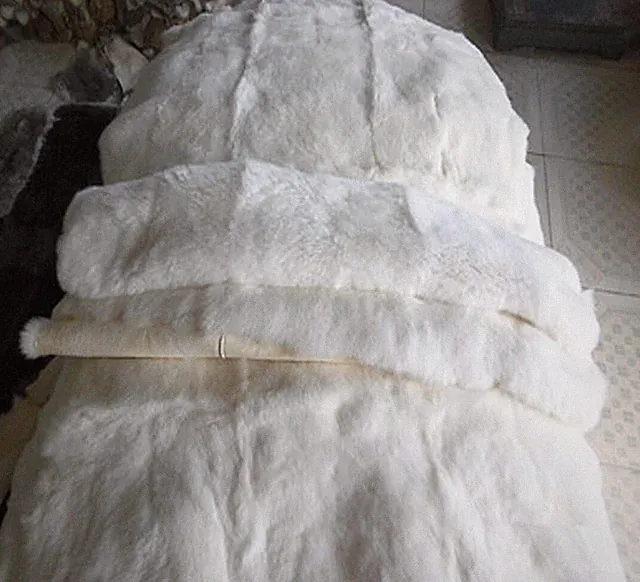 Real Rabbit Fur White Blanket & Real Fur Carpet Rug Throw Leather Fur Carpet US