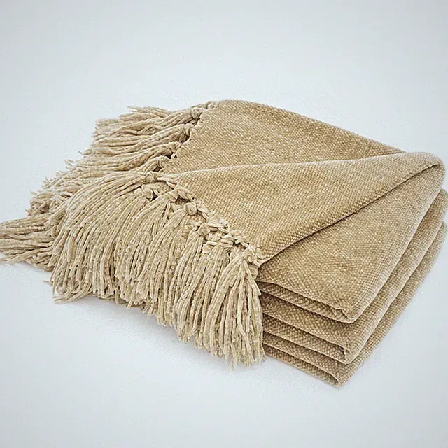 RECYCO Throw Blanket Soft Cozy Chenille Throw Blanket with Fringe Tassel for Cou