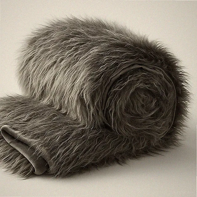 Restoration Hardware Faux Fur Throw Blanket Tibetan Nickel Gray 50"x60" Soft