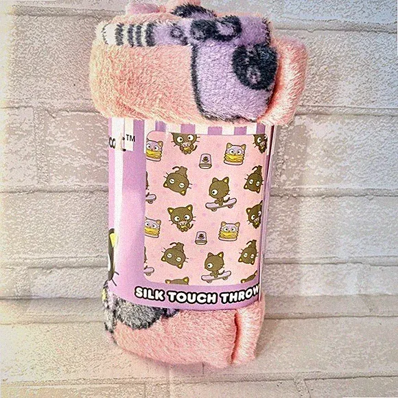 Sanrio Chococat Pink and Purple Silk Touch Throw Blanket NEW 40 x 50 Inches