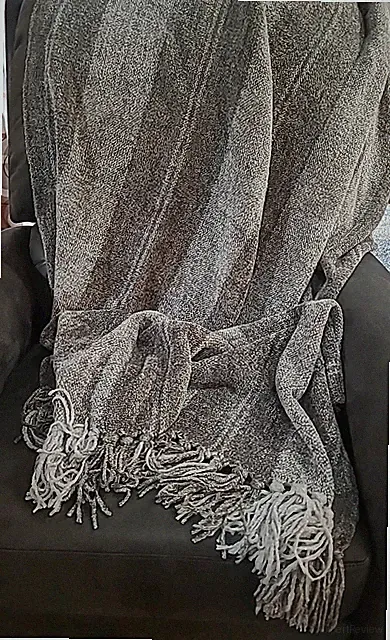 SUPER SOFT Heavy Chenille Fringe Knitted Throw 50" X 70" Multi Color Gray NWOT