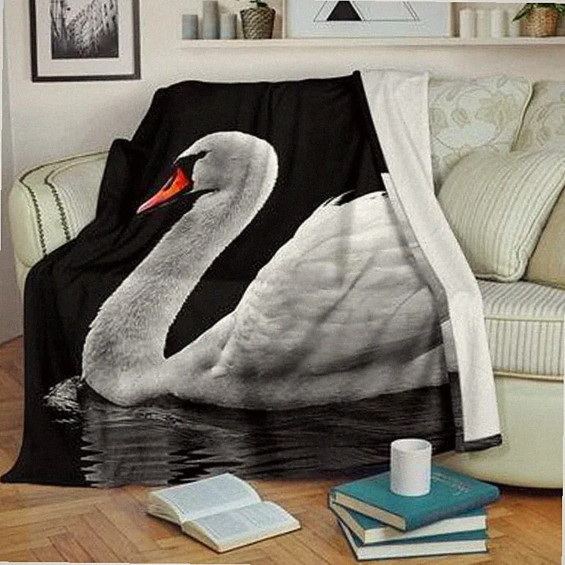 Swan Blanket Throw Fleece Cozy Couch Sofa Plush Adult Kid Bedding Kid Adult Gift