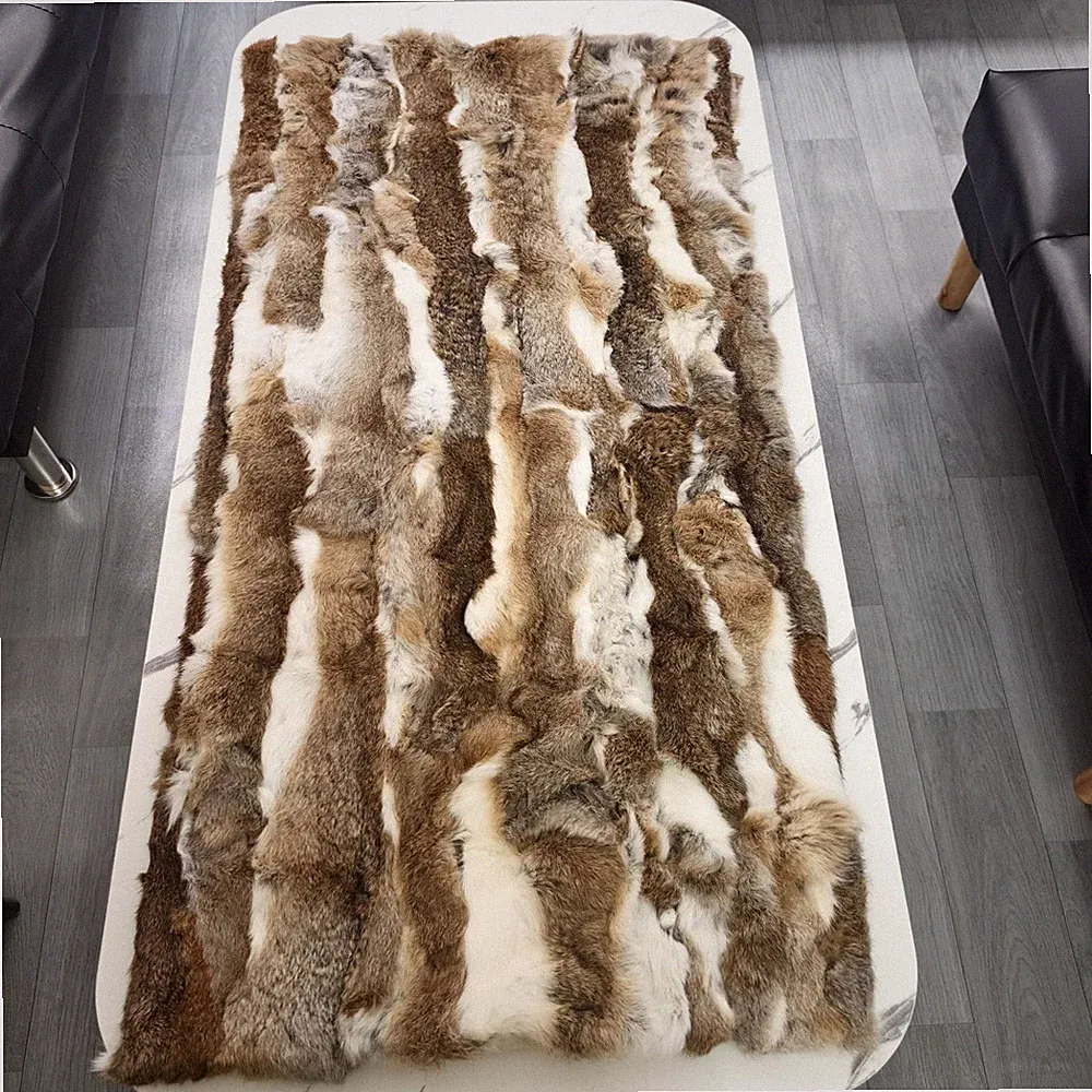 Ultra Soft Small Rabbit Fur Throw Blanket for Couch with Microsuede Backing F...