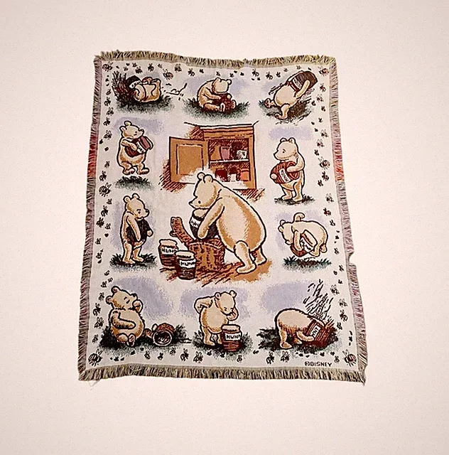 Vintage Classic Pooh Disney Winnie the Pooh Throw Blanket 4ftx5ft 90s USA Made