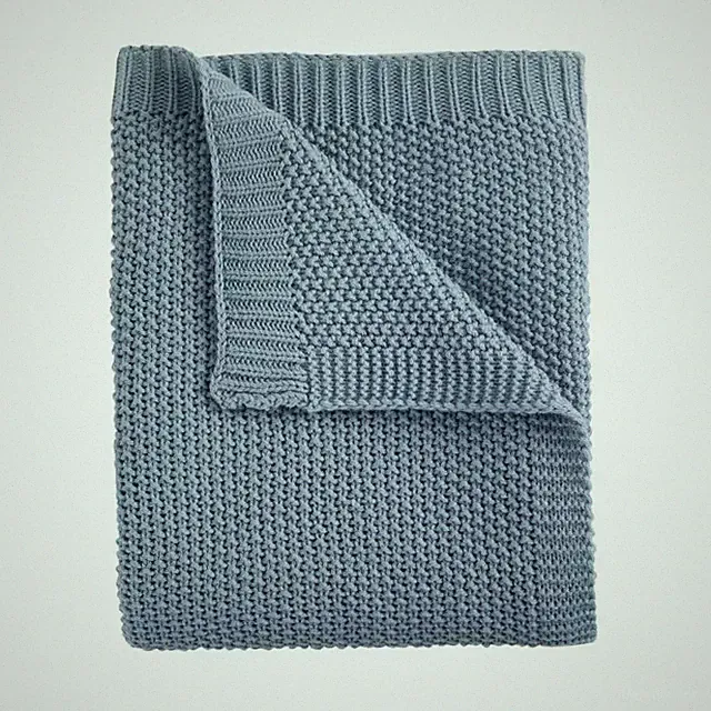 Washed Denim Knit Throw Blanket Jana Perfect for Living Room Bedroom Durable