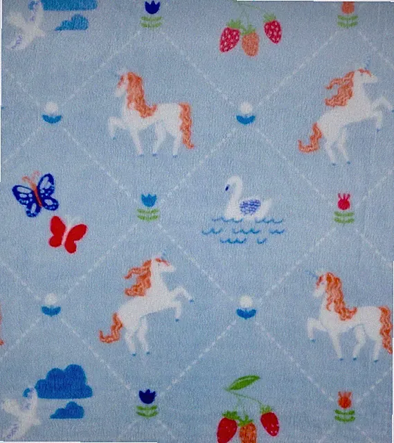 Whimsical Unicorns Swans + Soft Plush Throw Blanket 5' x 6 ft -The Big One -New