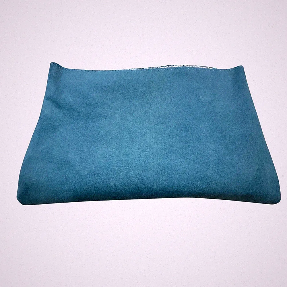 Woolrich Home Teal Faux Suede Sherpa Fleece Throw Blanket Whipstitch 48x60